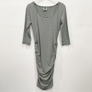 NOM Green Stripe Bodycon Maternity Dress Medium